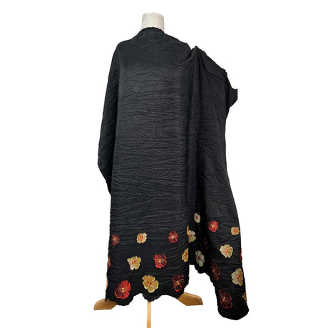 Embroidered_Taffeta_Samira_Polyester_Black_Floral_Red_Cream_Border_Dress_Fabric_Mannequin