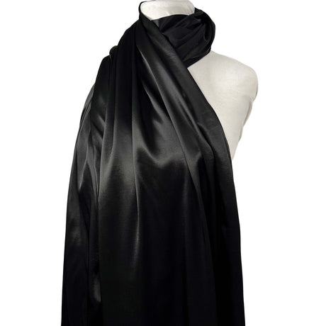 Eternal Satin Black Viscose Italian Plain Woven Dress Fabric Mannequin