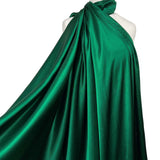 Eternal Satin Emerald Viscose Italian Plain Woven Dress Fabric Mannequin