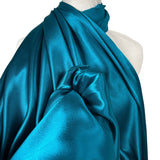 Eternal Satin Turquoise Viscose Italian Plain Woven Dress Fabric CU 