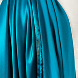 Eternal Satin Turquoise Viscose Italian Dress Fabric Hang