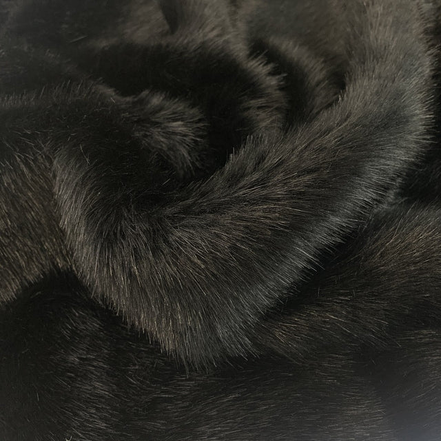 Faux Fur Black Polyester Coating Fabric