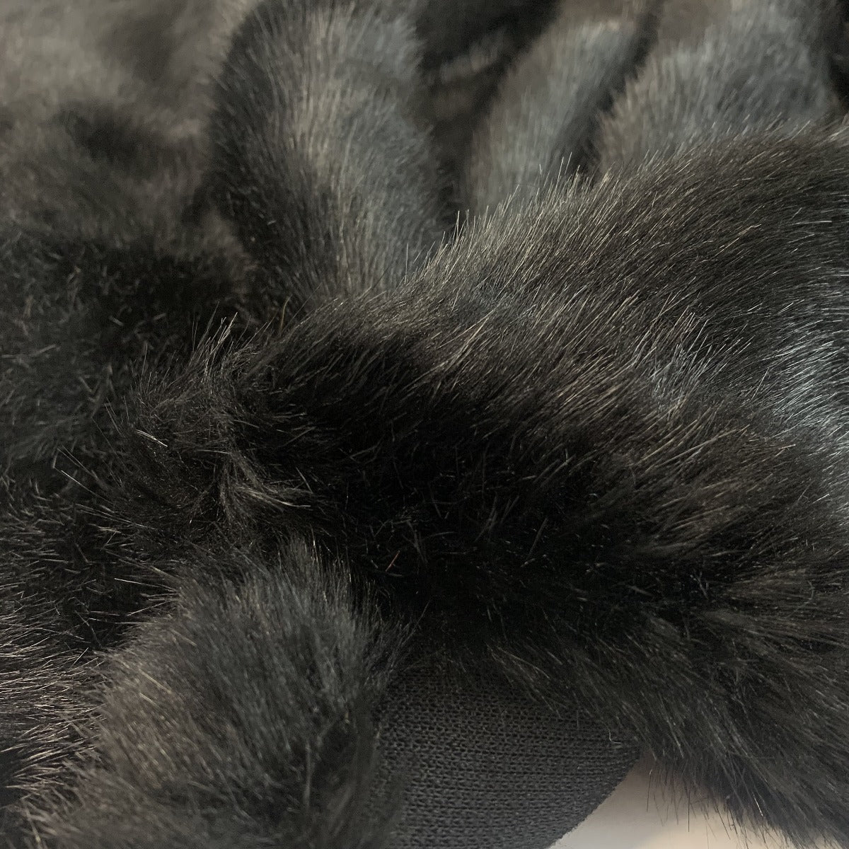 Faux Fur Black Polyester Coating Fabric CU