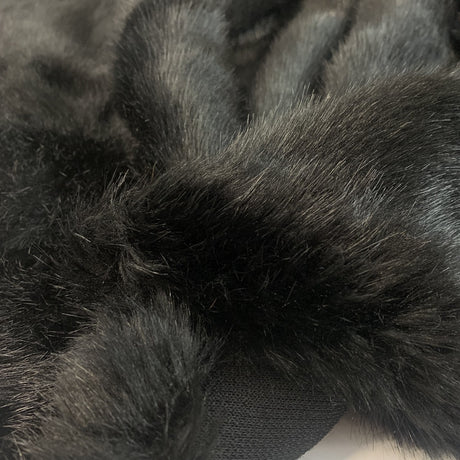 Faux Fur Black Polyester Coating Fabric CU