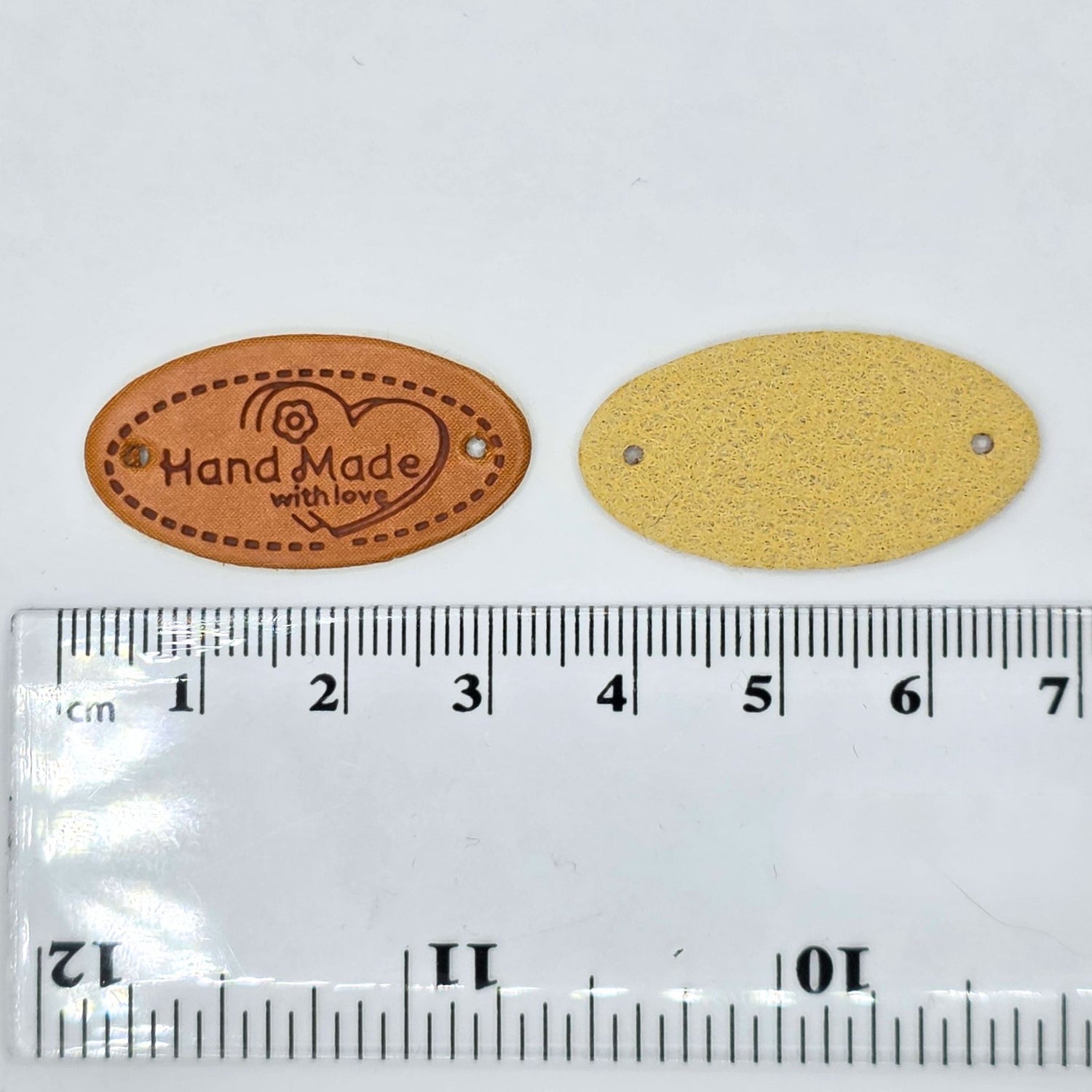 Faux Leather "Handmade With Love" Sewing Labels Ruler