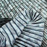Feather Print Pleated Dressmaking Fabric Peacock Crinkle