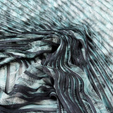 Feather Print Pleated Dressmaking Fabric Peacock Crinkle 3