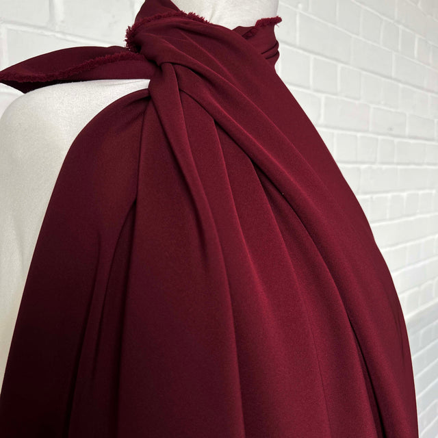 Polyester Elastane Stretch Suiting Crepe Fabric Femme Fatale Bordeaux CU