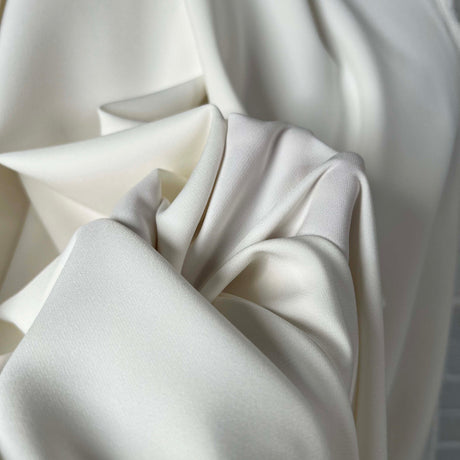 Polyester Elastane Stretch Suiting Crepe Fabric Femme Fatale Ivory CU