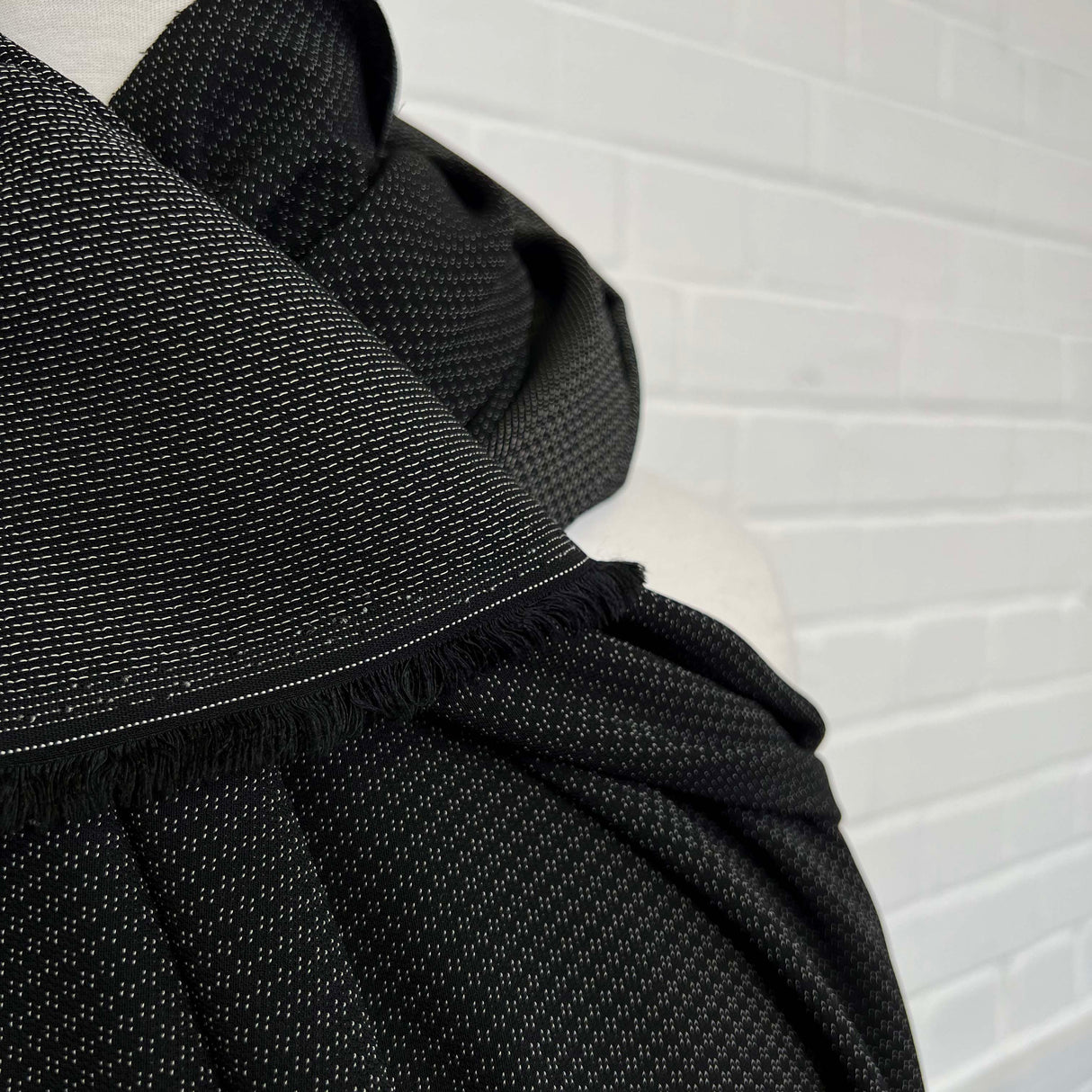 Fleck Yeah Polyester Black Charcoal Sheer Tiny Woven White Pattern Shirting Fabric CU