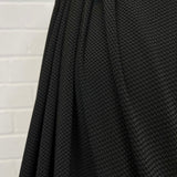 Fleck Yeah Polyester Black Charcoal Sheer Tiny Woven White Pattern Shirting Fabric Close Up