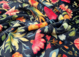 Fleece Feels Garden Navy Pink Floral Polyester Thick Cuddle Soft Fabric CU