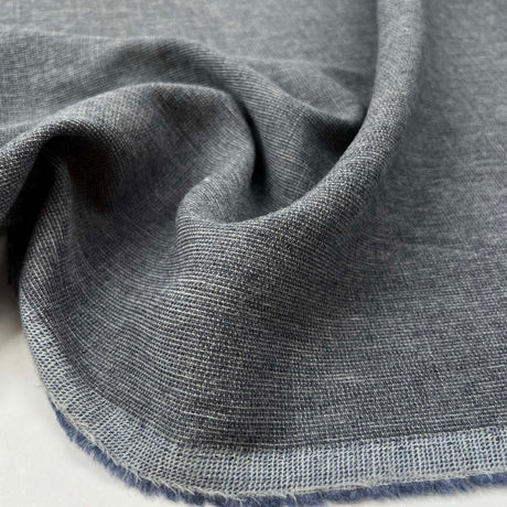 Flopsy Blue Grey Wool Loose Woven Suiting Fabric CU