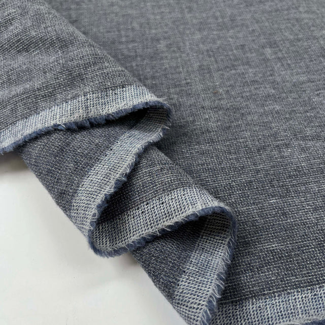 Flopsy Blue Grey Wool Loose Woven Suiting Fabric Fold