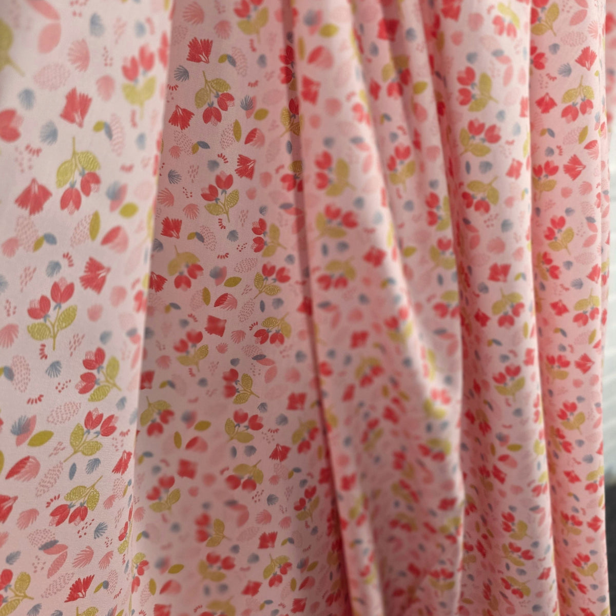 Floral Cotton Dress Fabric John Louden Winslet Pink CU