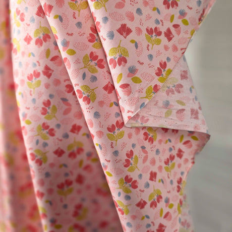 Floral Cotton Dress Fabric John Louden Winslet Pink Hang