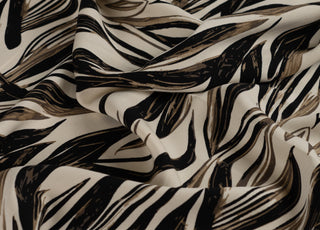 Sepia Leaves Brown Abstract Print Viscose Dress Fabric fabric, close-up