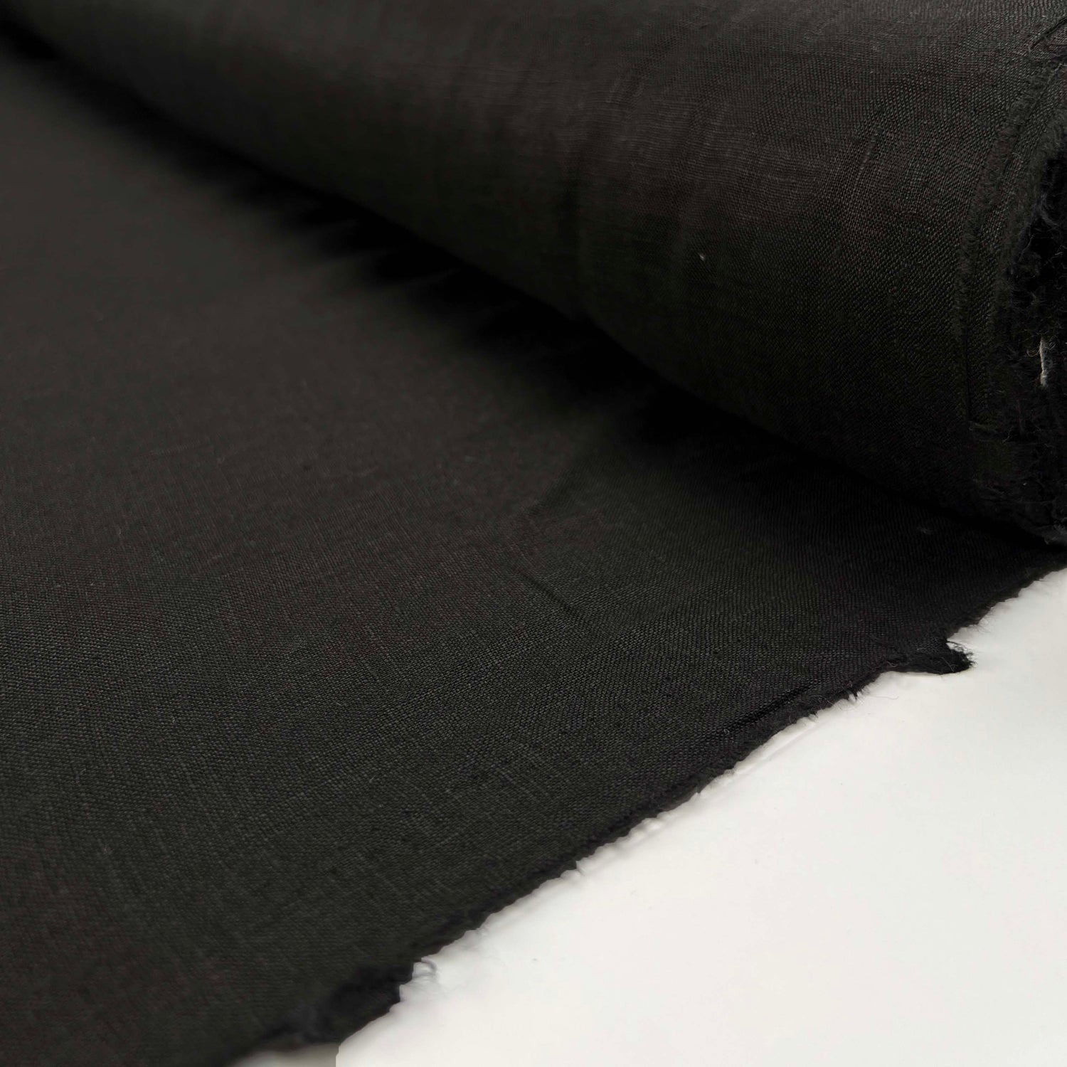French_Linen_Black_Plain_Woven_Dress_Fabric_Bolt