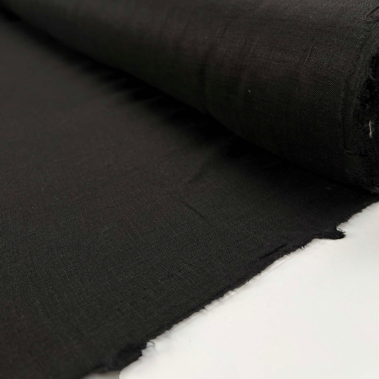 French_Linen_Black_Plain_Woven_Dress_Fabric_Bolt