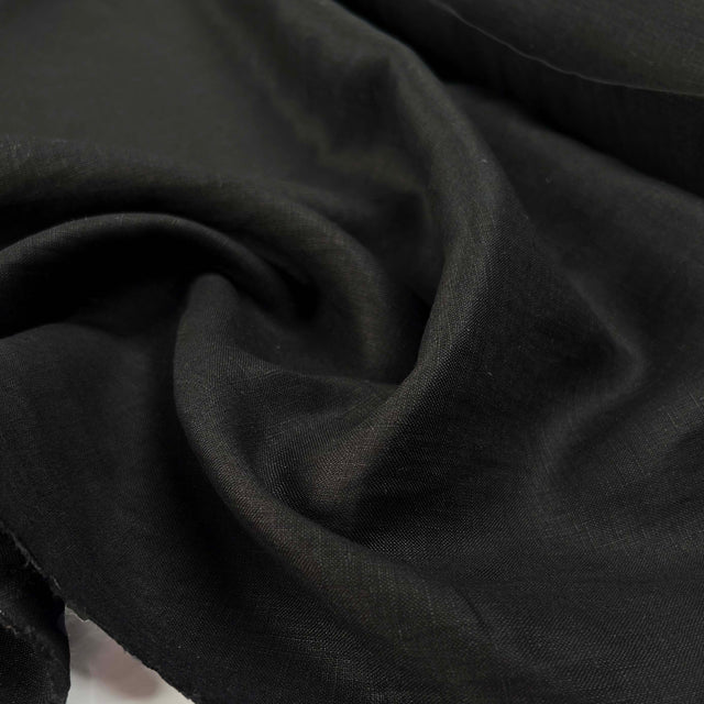 French_Linen_Black_Plain_Woven_Dress_Fabric_Close-up