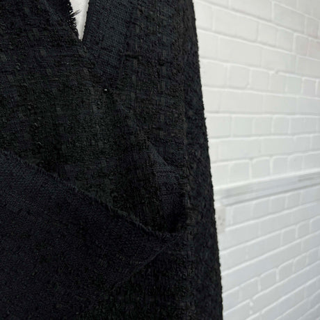 French Style Black Polyester Cotton Acrylic Tweed Boucle Coating Fabric Hang