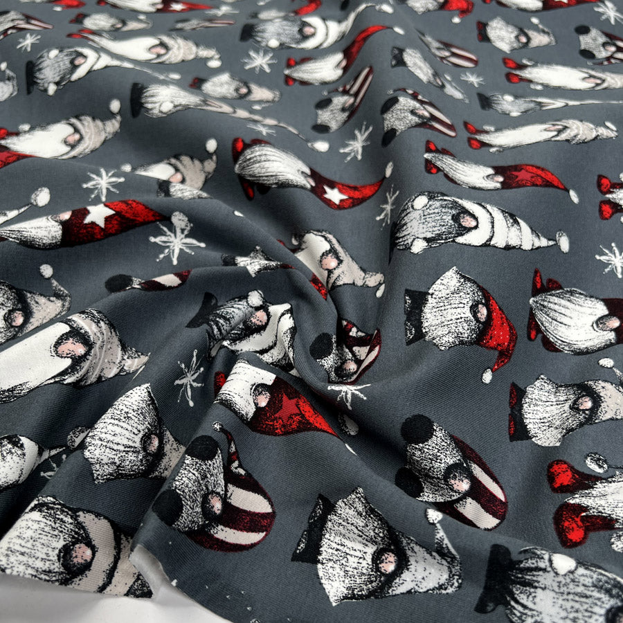 French Terry - Festive Gnome - Grey