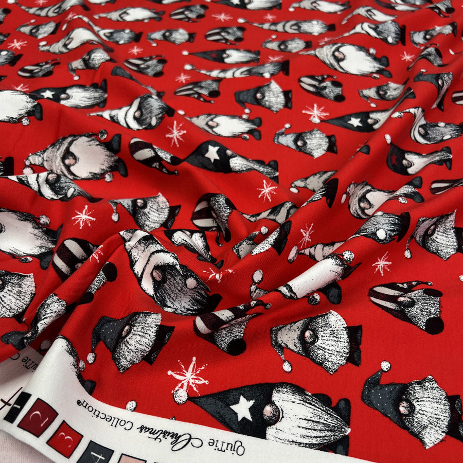 French Terry - Festive Gnome - Red