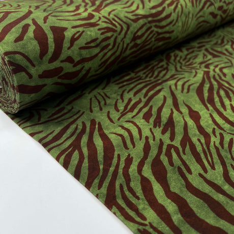French_Terry_Grass_Roots_Green_Brown_Abstract_Print_Cotton_Elastane_Knit_Jersey_Fabric_Bolt