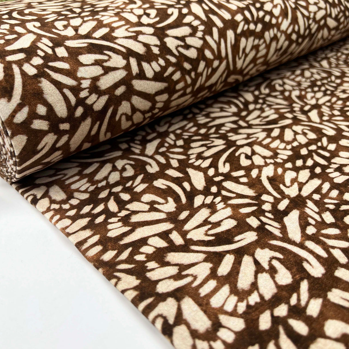 French_Terry_Nala_Brown_Beige_Abstract_Print_Cotton_Elastane_Knit_Jersey_Fabric_Bolt