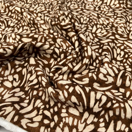 French_Terry_Nala_Brown_Beige_Abstract_Print_Cotton_Elastane_Knit_Jersey_Fabric_Close-up