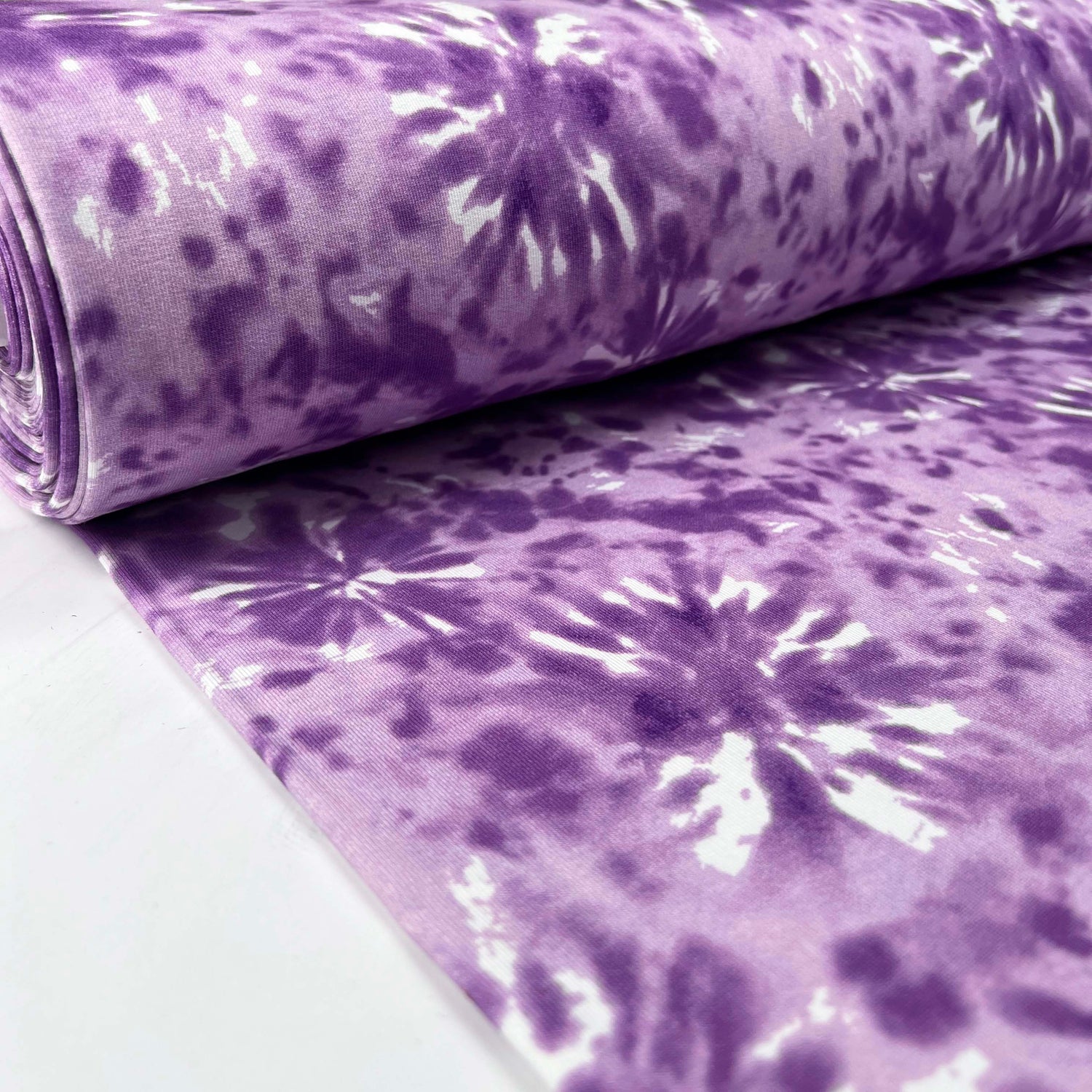 French_Terry_Wireless_Tie_Dye_Purple_White_Abstract_Print_Cotton_Elastane_Knit_Jersey_Fabric_Bolt