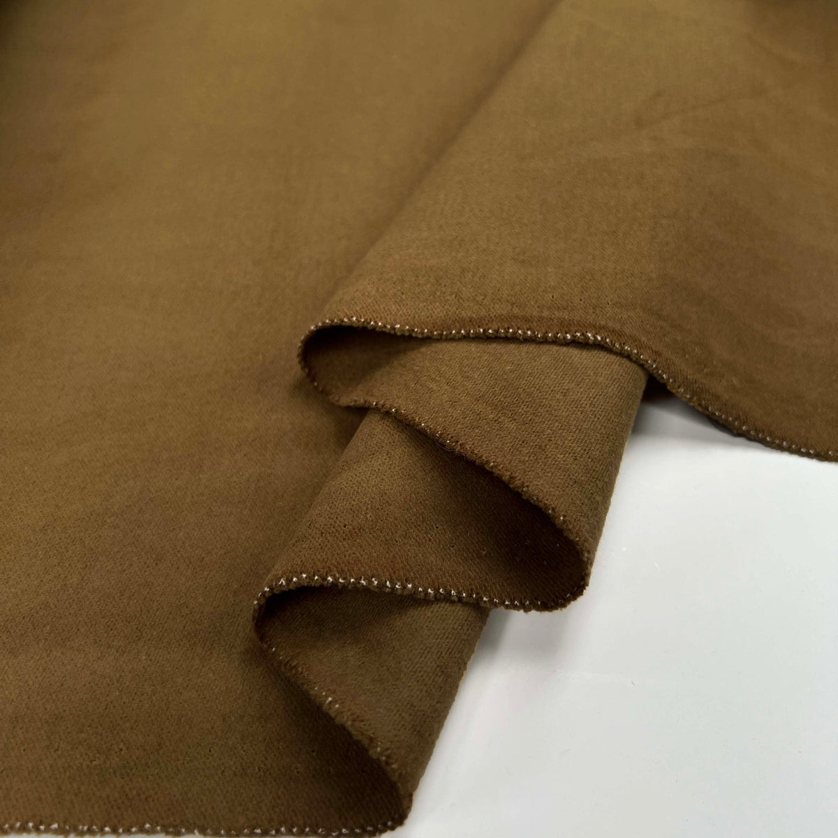 Brown Italian Cotton Moleskin Trouser Fabric Firenze Moleskin Coffee Fold