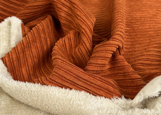 Fur Lined Corduroy Orange Polyester Polyamide Heavy Bonded Jumbo Coating Fabric CU