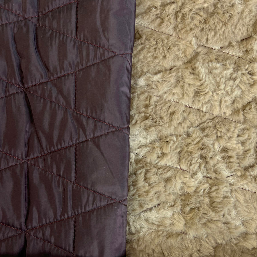 Quilted Class Wine Fur-lined diamond quilted nylon fabric CU