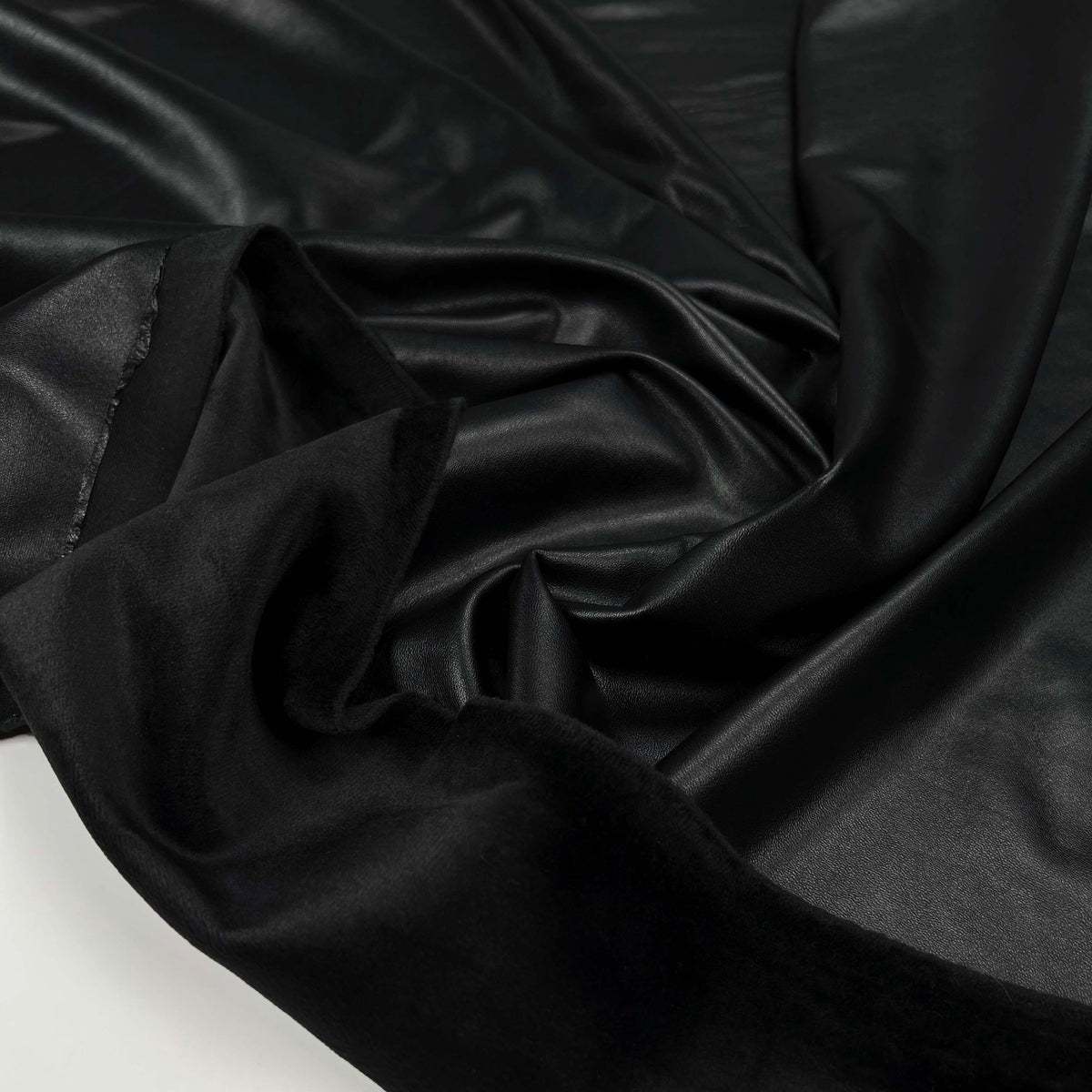 Fur Backed Faux Leather - Black Fabric
CU