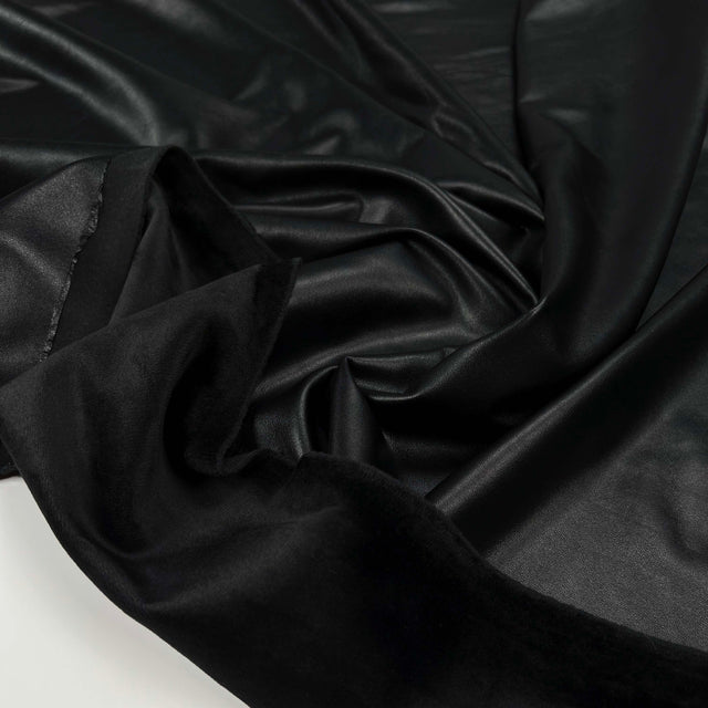 Fur Backed Faux Leather - Black Fabric
CU