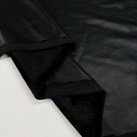Fur Backed Faux Leather - Black Fabric
Fold