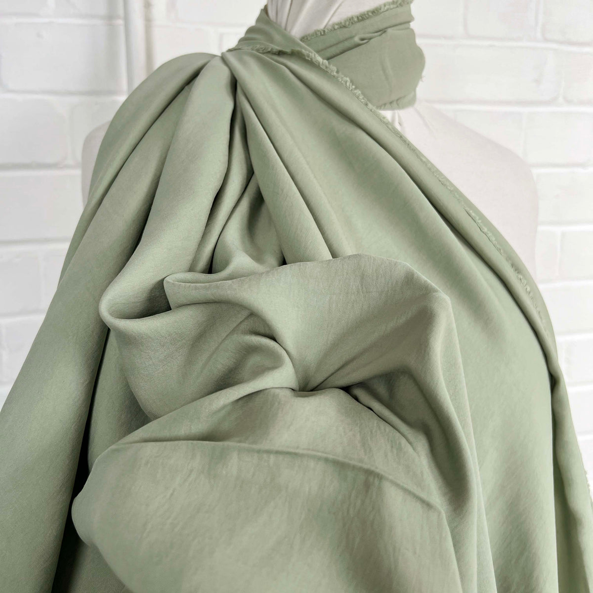Gentle Green Modal Recycled Polyester Dress Fabric CU