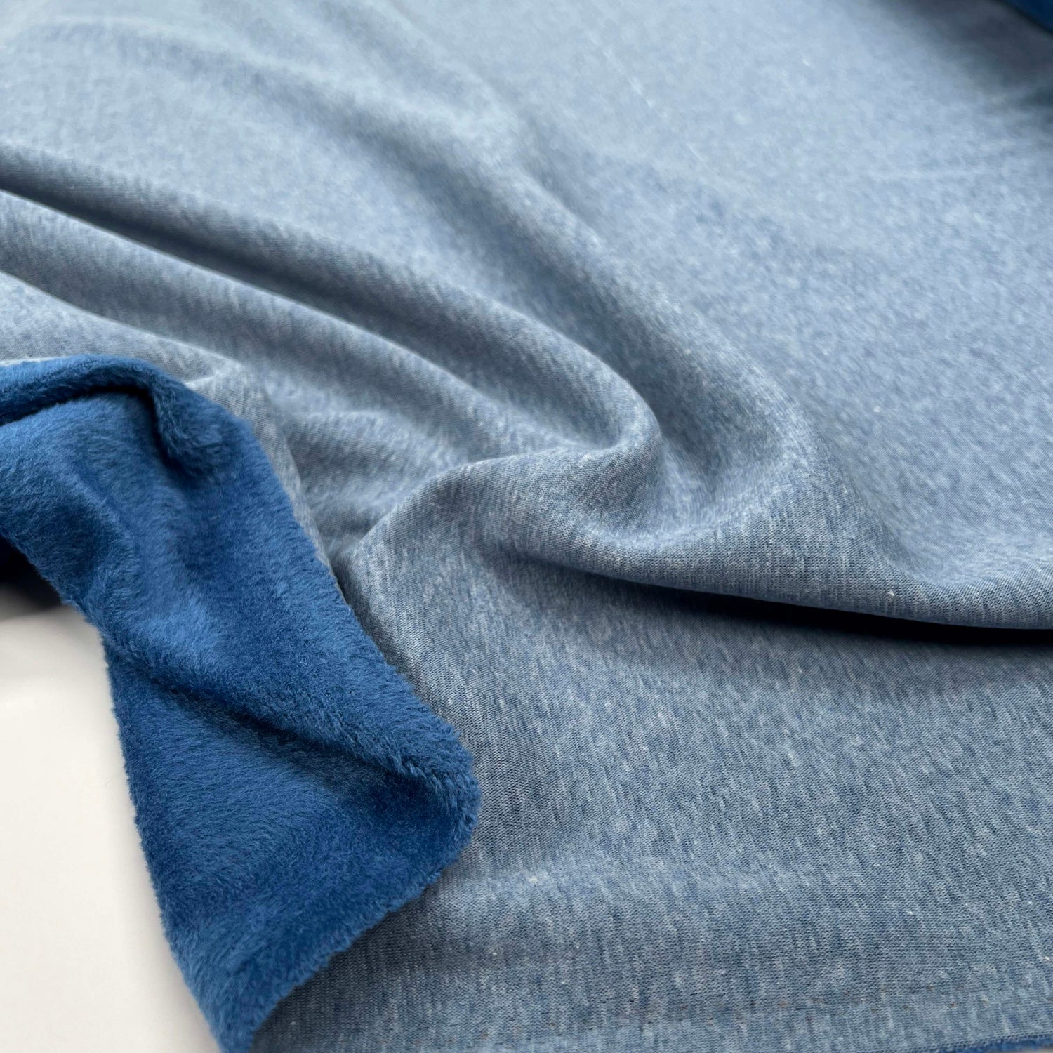 Glacier Soft Sweatshirt Marine Blue Polyester Cotton Elastane Alpine Fleece Stretch Fabric CU