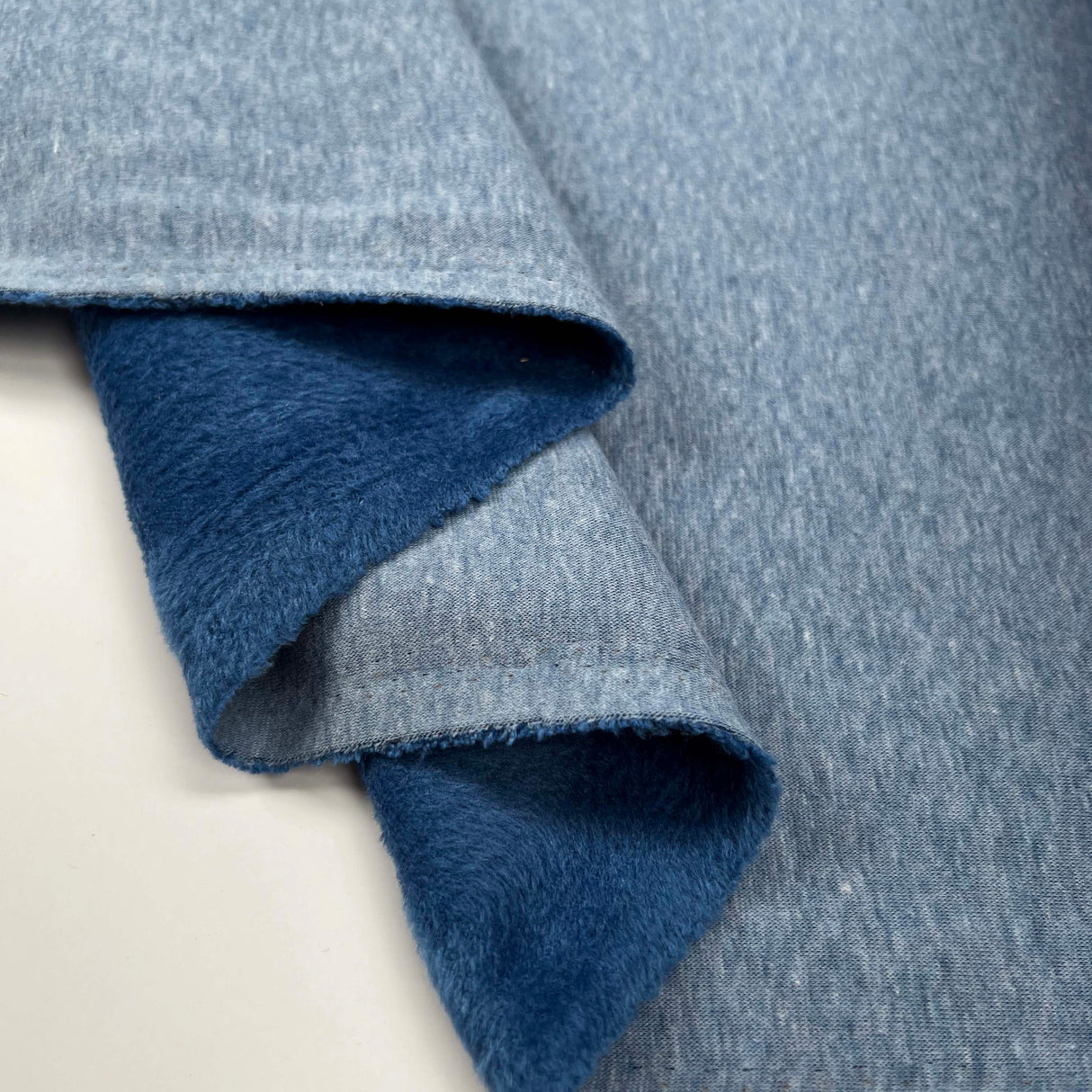 Glacier Soft Sweatshirt Marine Blue Polyester Cotton Elastane Alpine Fleece Stretch Fabric Fold