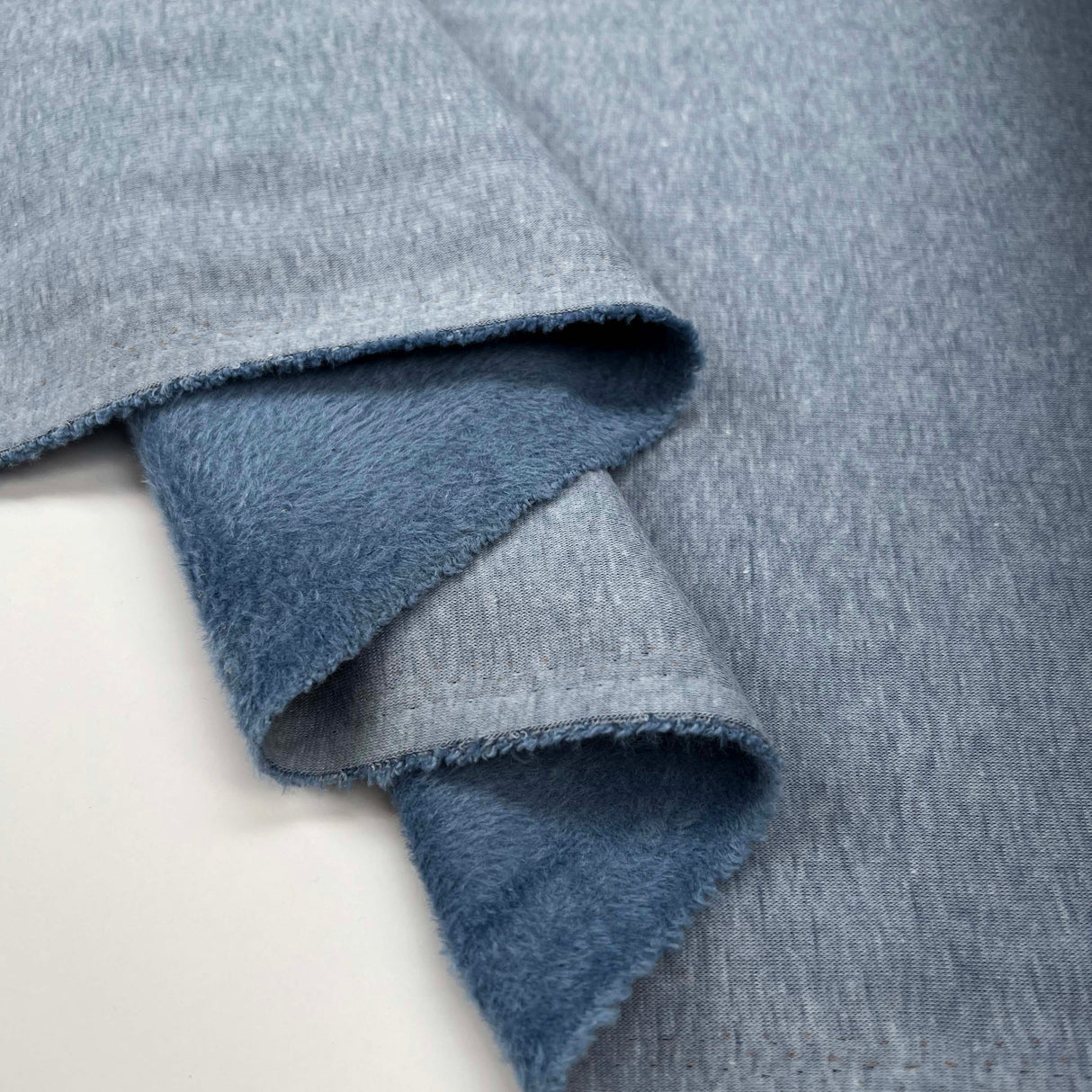 Glacier Soft Sweatshirt Sky Blue Polyester Cotton Elastane Alpine Fleece Stretch Fabric Fold
