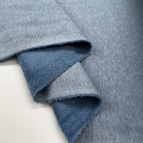 Glacier Soft Sweatshirt Sky Blue Polyester Cotton Elastane Alpine Fleece Stretch Fabric Fold
