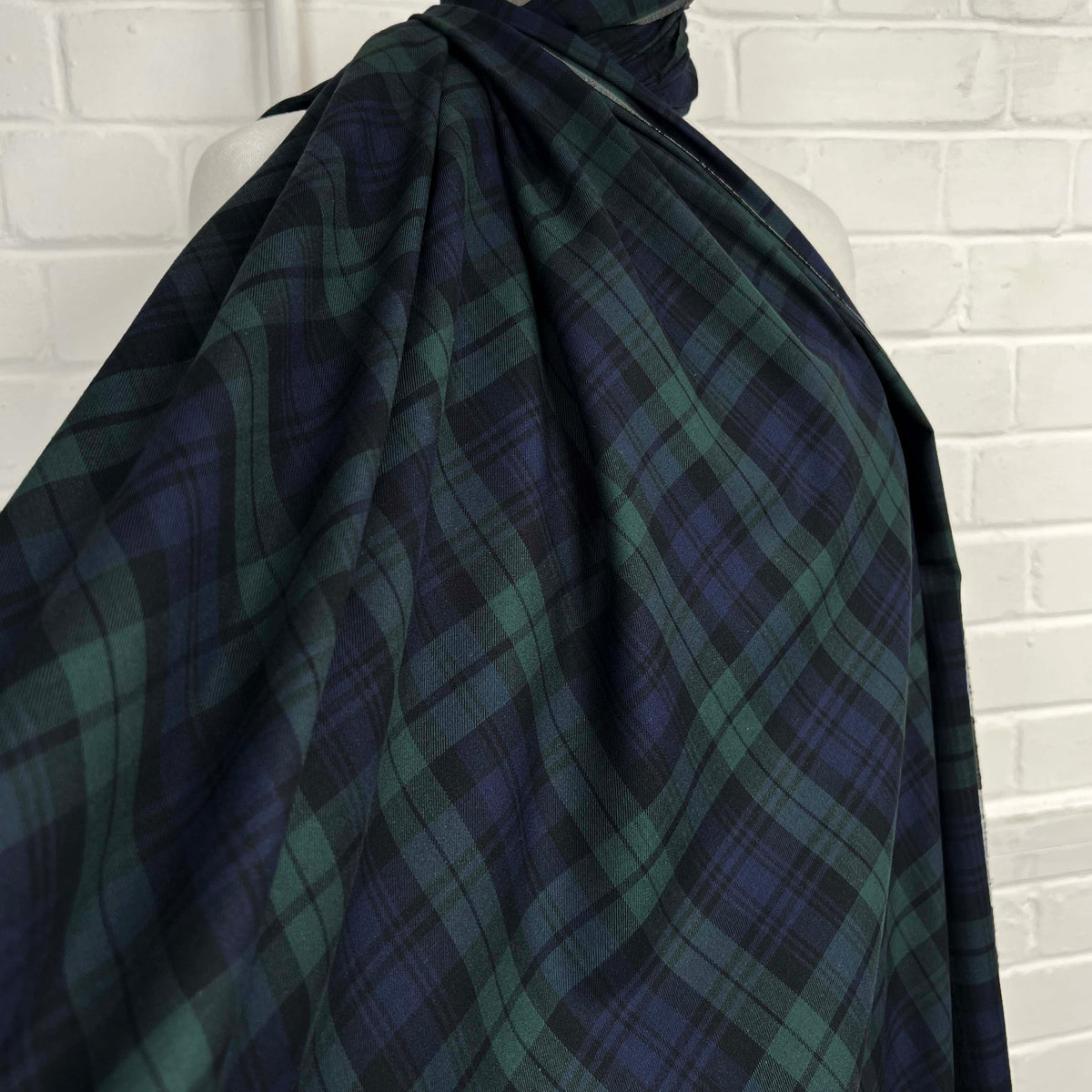 Black Watch Cotton Twill Blue Green Check Fabric Good Old Days CU