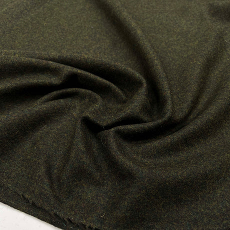 Green Milled Wool Cashmere Blend Suiting Fabric Great & Small Olive CU