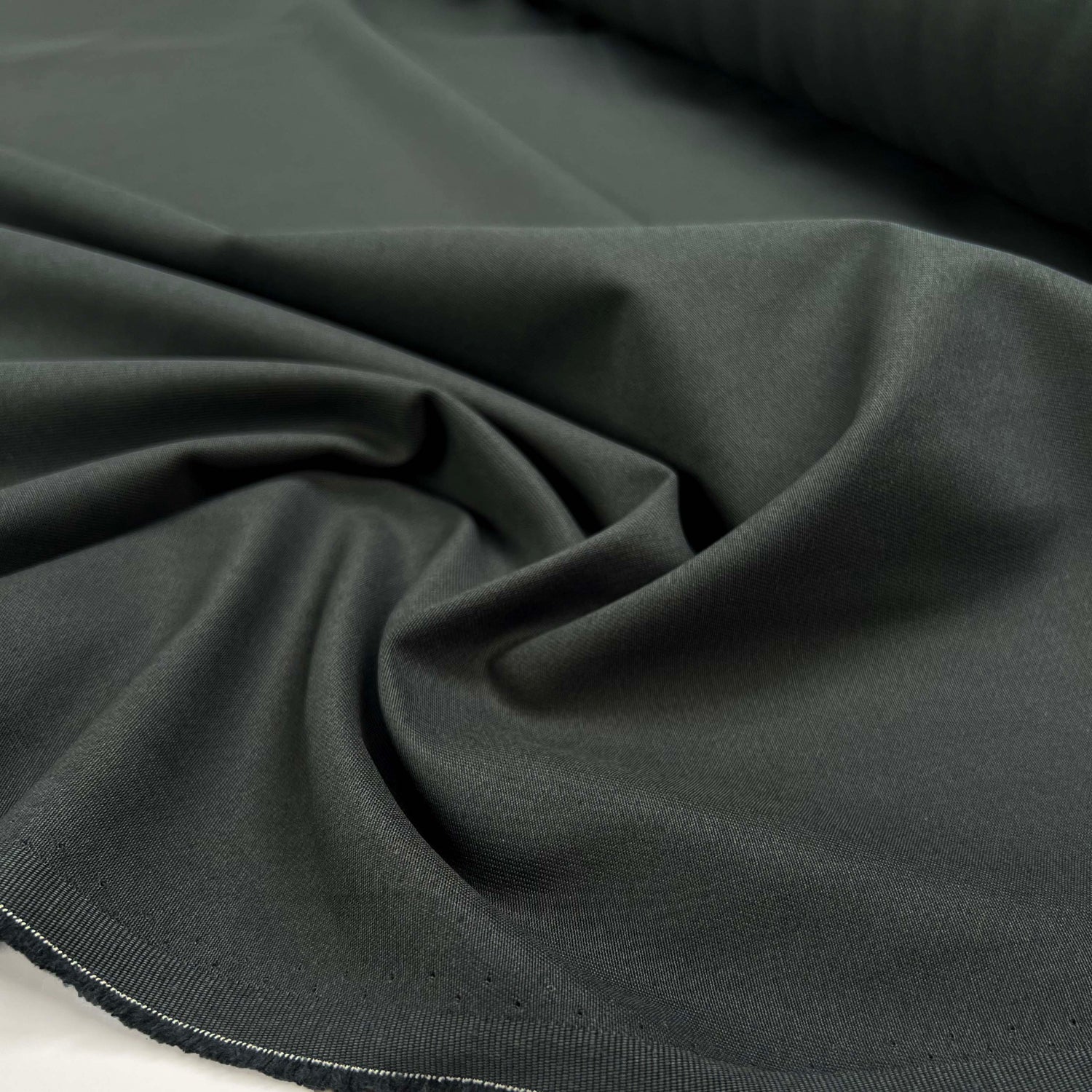 Grey But Not Boring Graphite Cotton Plain Woven Trouser Fabric close up