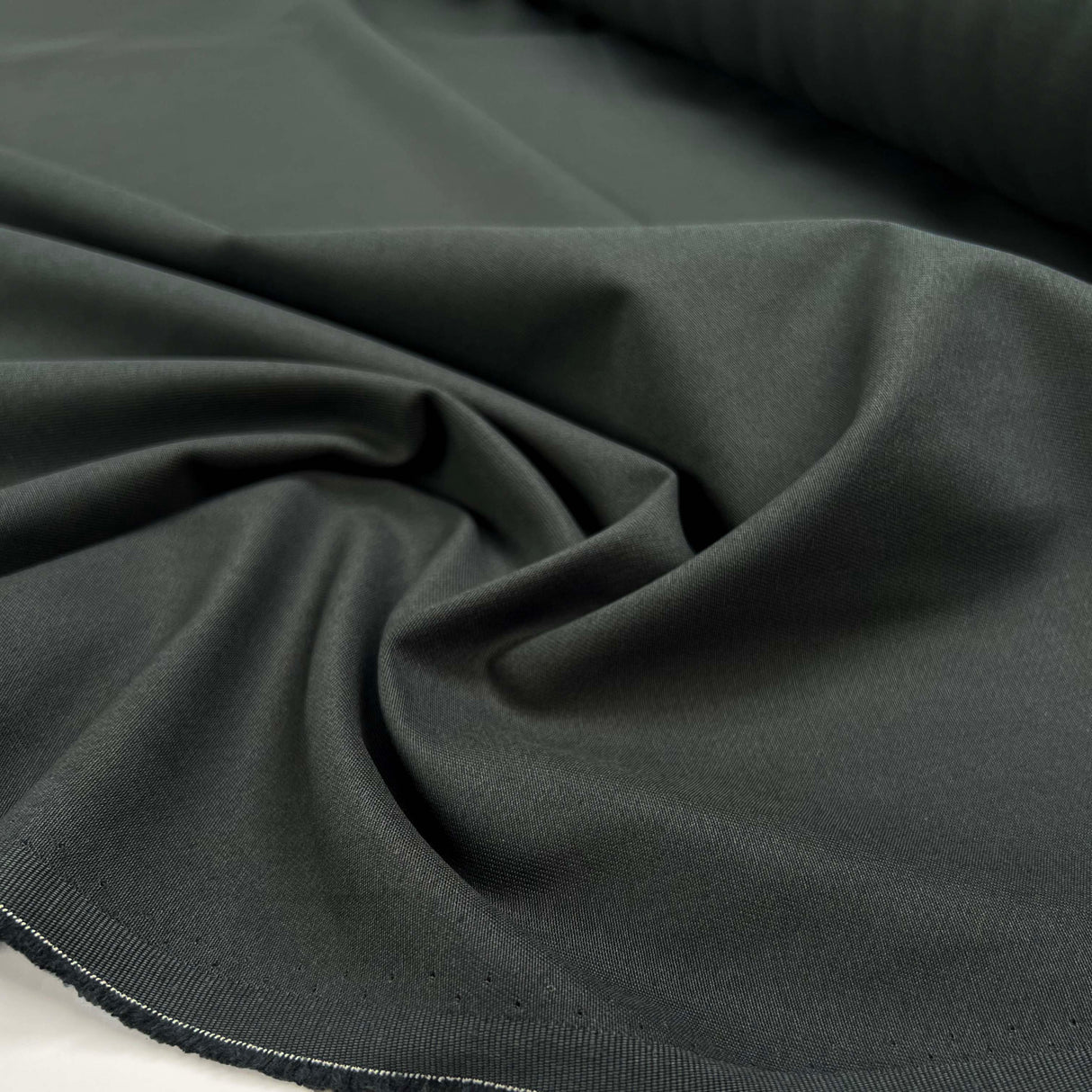 Grey But Not Boring Graphite Cotton Plain Woven Trouser Fabric close up