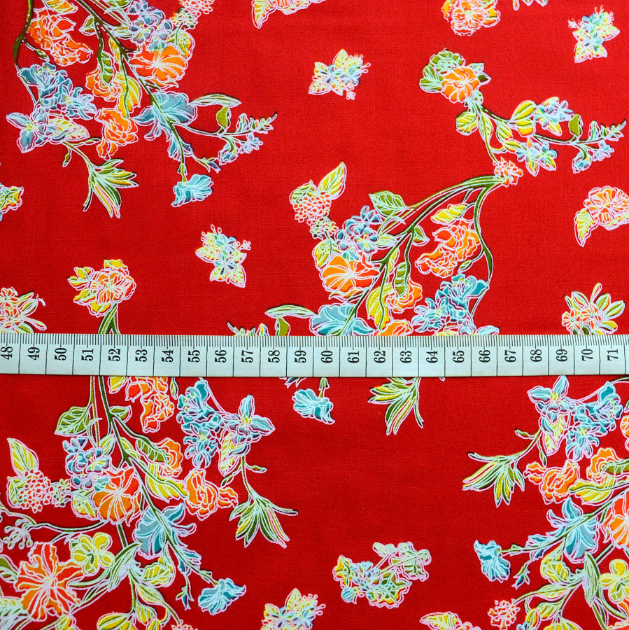 Cotton Poplin-Hackney - Floral Red