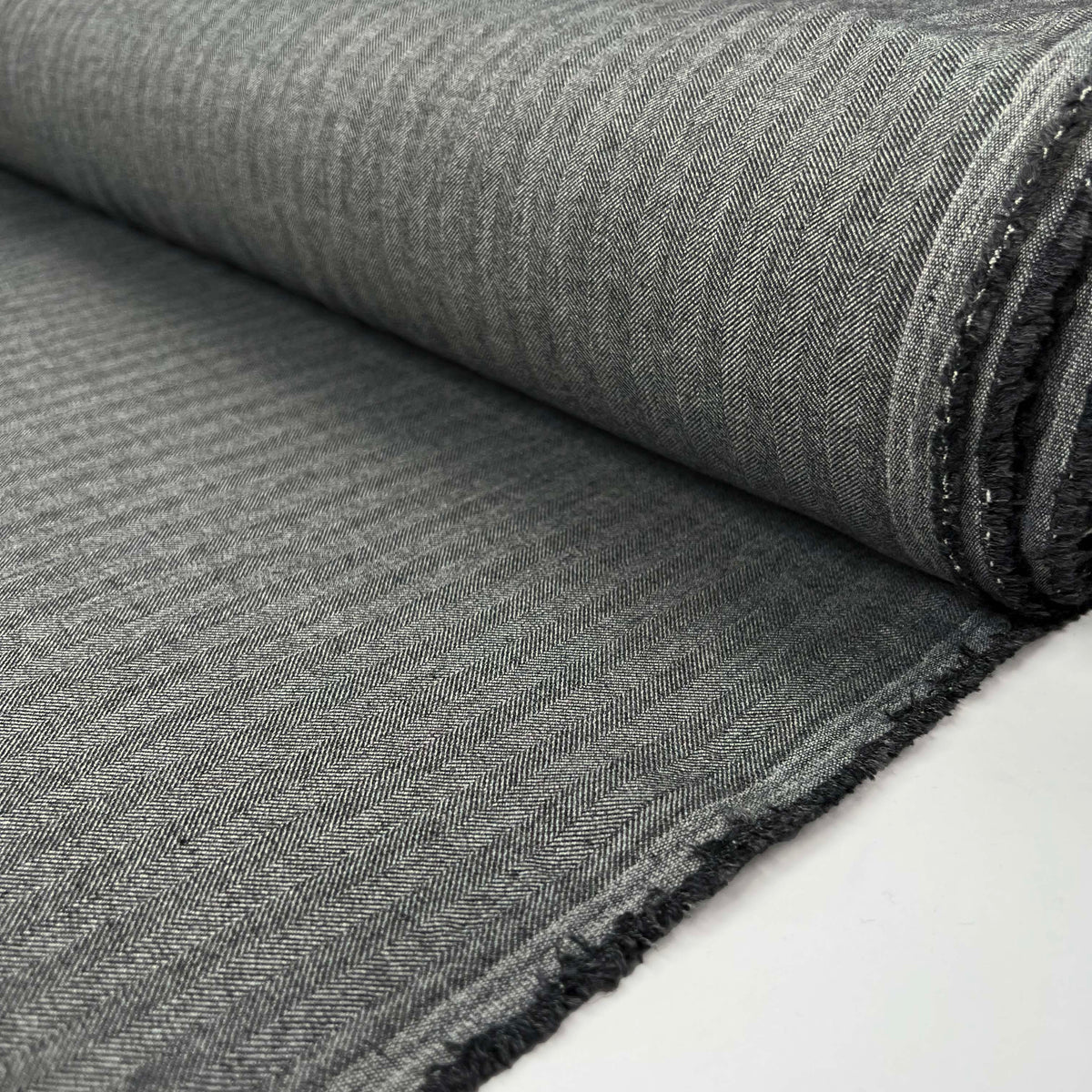 Happy Harry Viscose Blend Grey Herringbone Stretch Suiting Fabric Roll