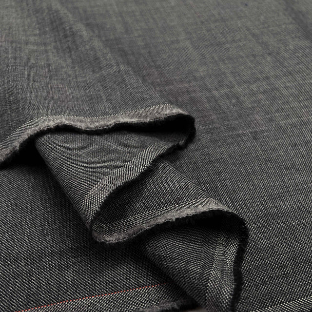 British Dark Grey Worsted Wool Suiting Fabric Hardcastle Fold