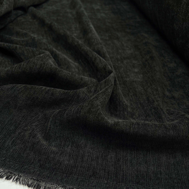 Have Mercy Polyester Spandex Black Velveteen John Louden Soft Jacketing Fabric CU